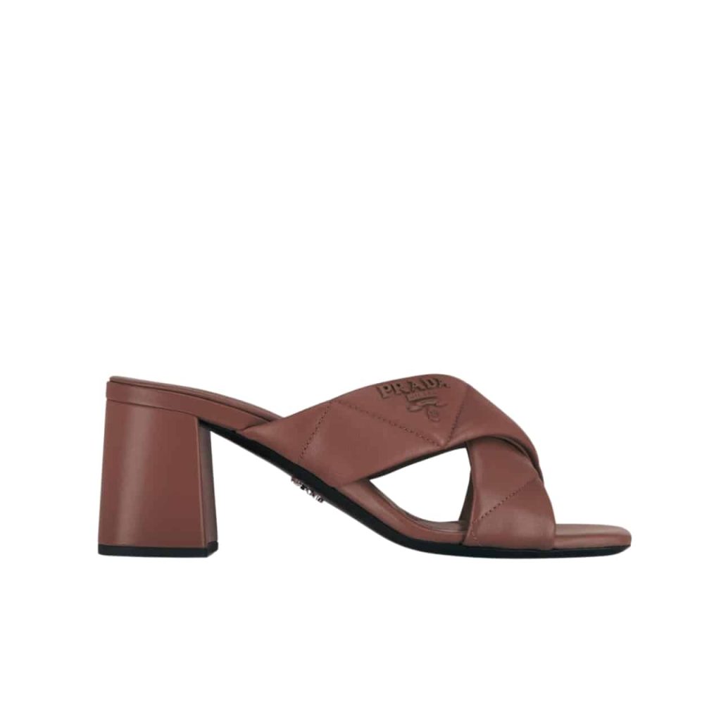 Prada Crossover Nappa Leather Sandals In Dark Brown - Image 2