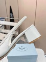 Prada Triangle Logo Bow Slingback Pump In White - Image 6