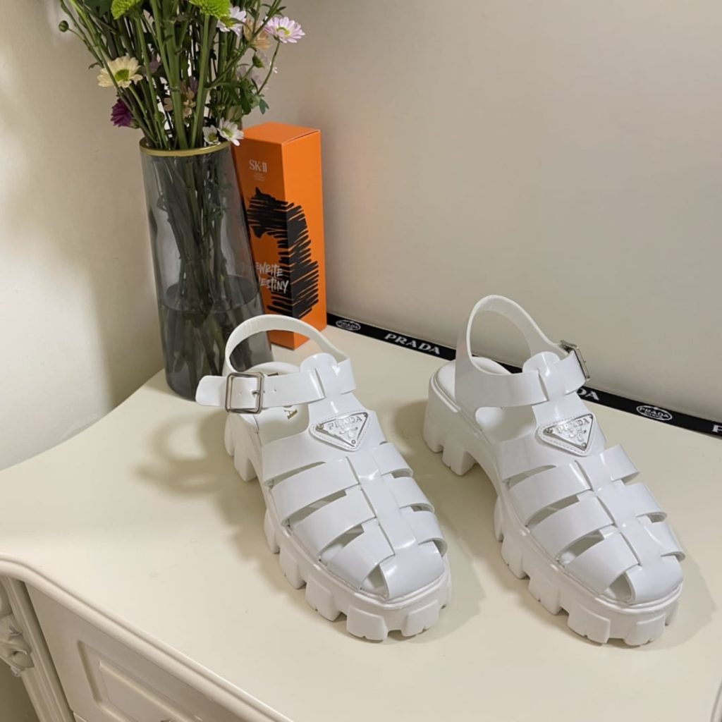 Prada Monolith Foam Rubber Sandals White 1X853M 3Lkk F0009 F 055 - Image 3
