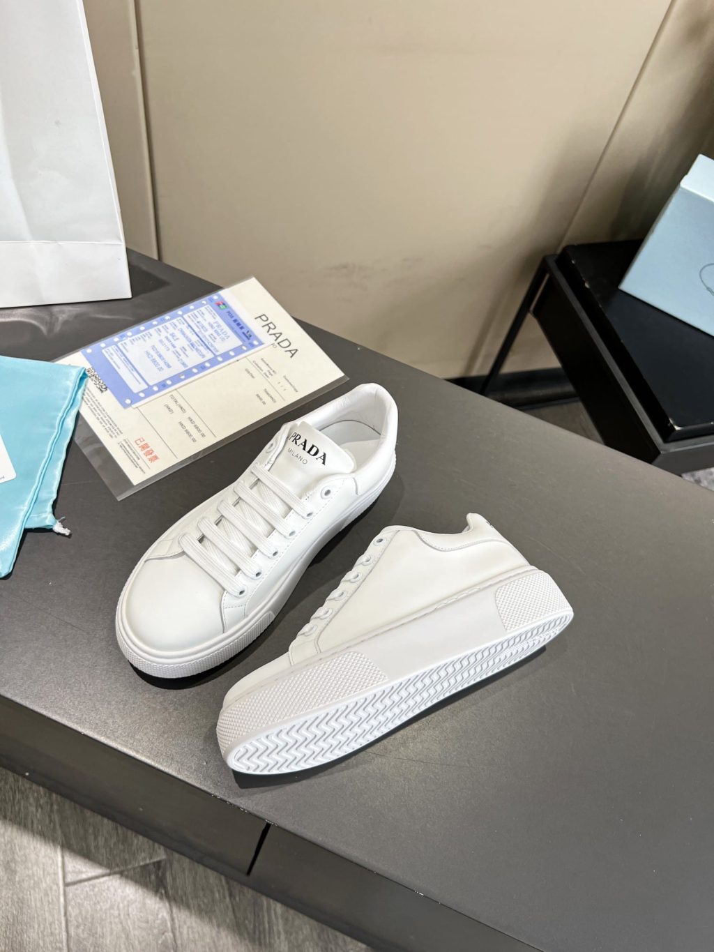 Prada Sneaker In White Leather With White - Image 4