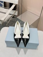 Prada Two Tone Toe Kitten Heels In Black And White - Image 7