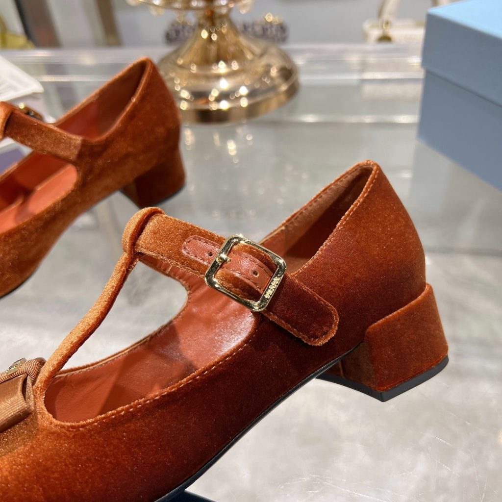Prada Velvet Mary Pumps Ginger - Image 8