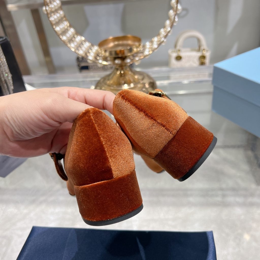 Prada Velvet Mary Pumps Ginger - Image 7