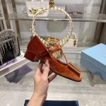 Prada Velvet Mary Pumps Ginger - Image 6