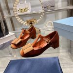 Prada Velvet Mary Pumps Ginger - Image 3