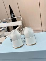 Prada Triangle Logo Bow Pump In White - Image 4