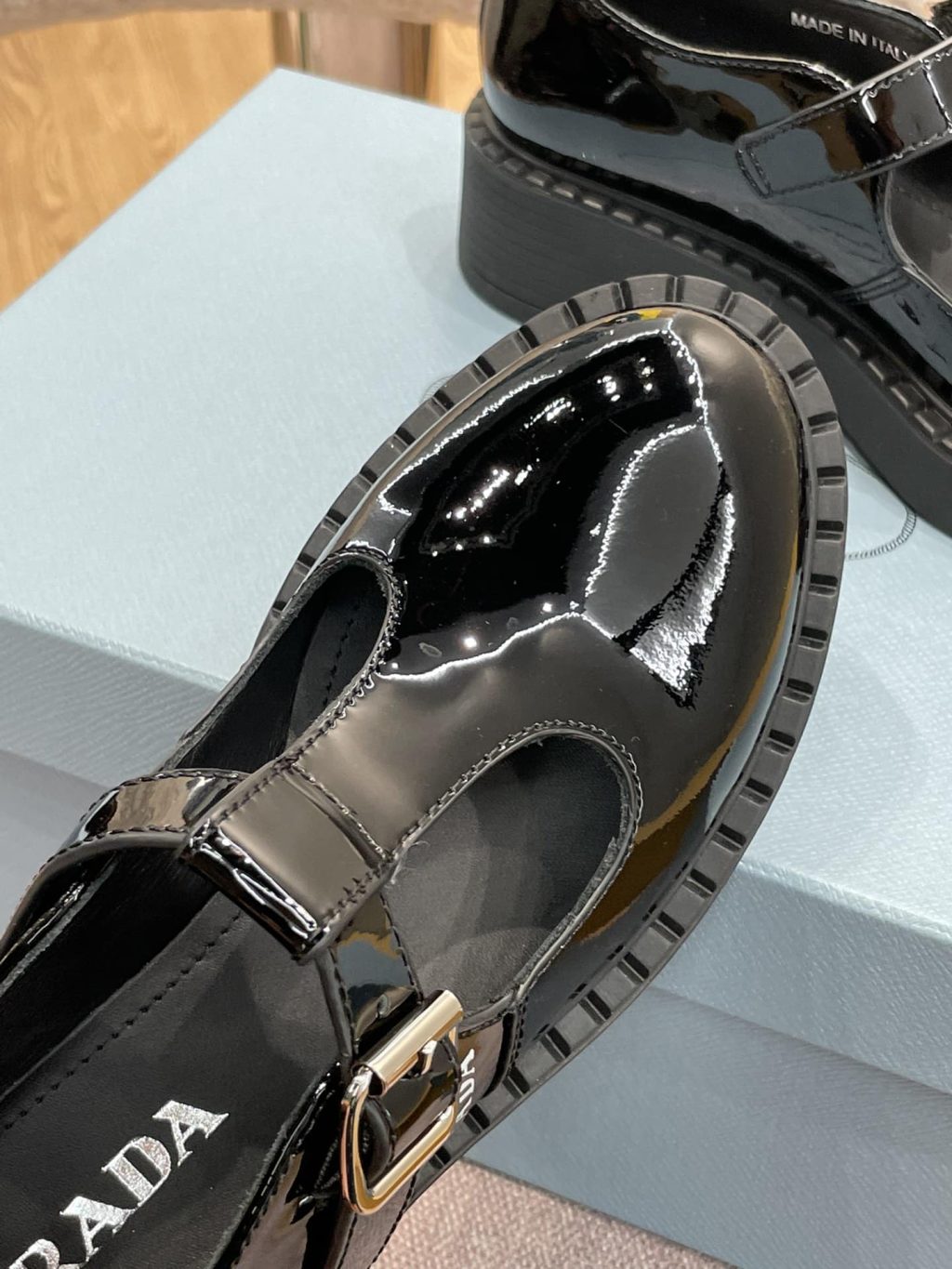 Prada Brushed Leather Mary Jane T Strap Shoes Black 2Ee372 055 F0002 - Image 3