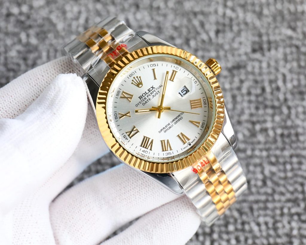 Rolex Datejust Roman Numeral Dial Oystersteel And Gold In White 41mm - Image 3