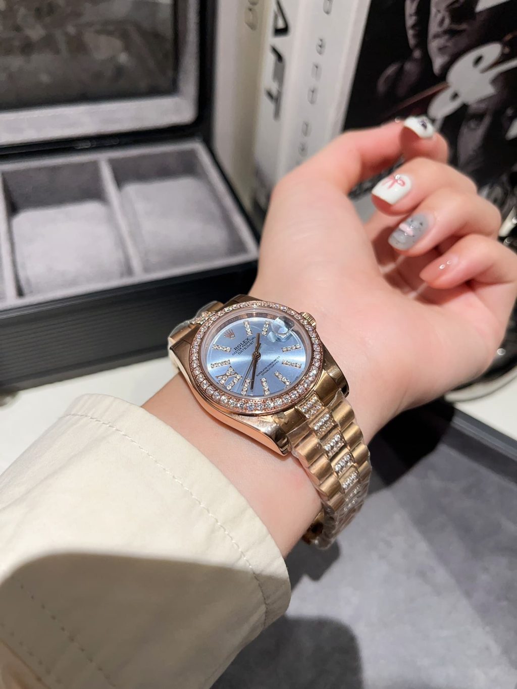 Rolex Datejust Diamond In Rose Gold With Blue Dial 31mm - Image 7