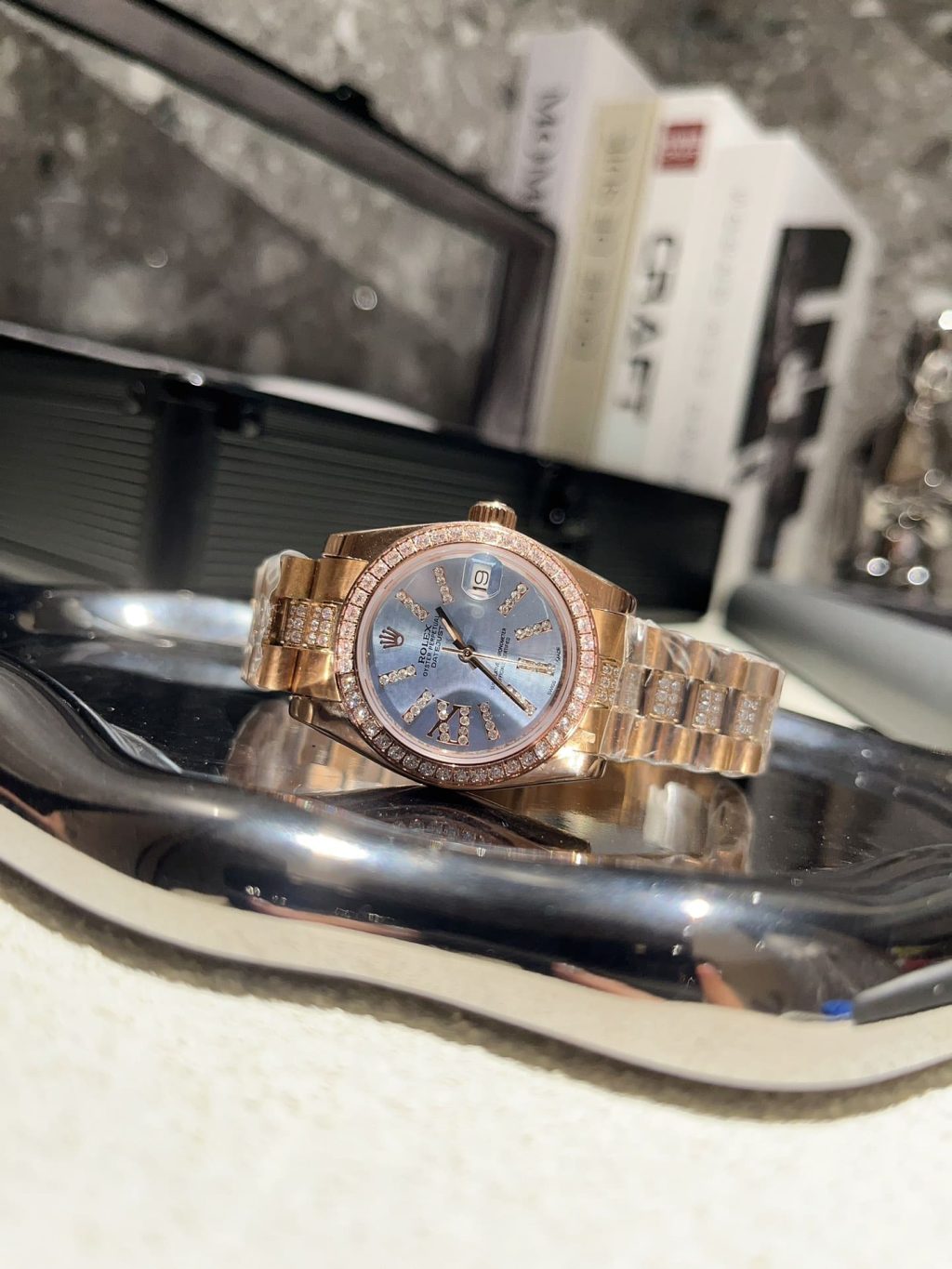 Rolex Datejust Diamond In Rose Gold With Blue Dial 31mm - Image 3