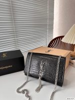 Saint Laurent Kate Tassel Medium Crocodile Embossed Leather Black 22cm 354119dnd0n1000 - Image 3