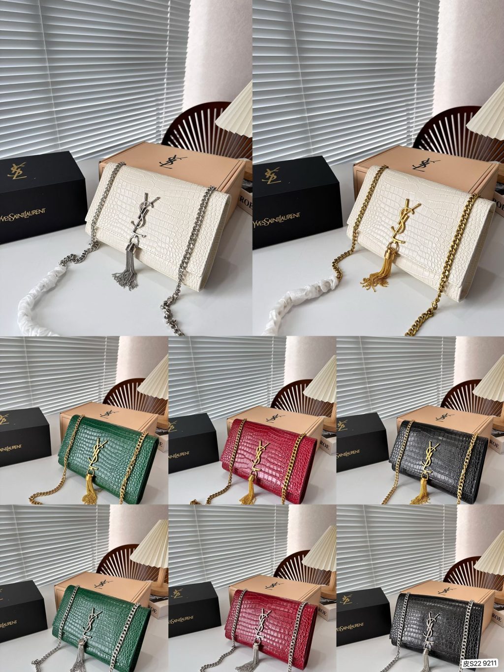 Saint Laurent Kate Tassel Medium Crocodile Embossed Leather Black 22cm 354119dnd0n1000 - Image 4