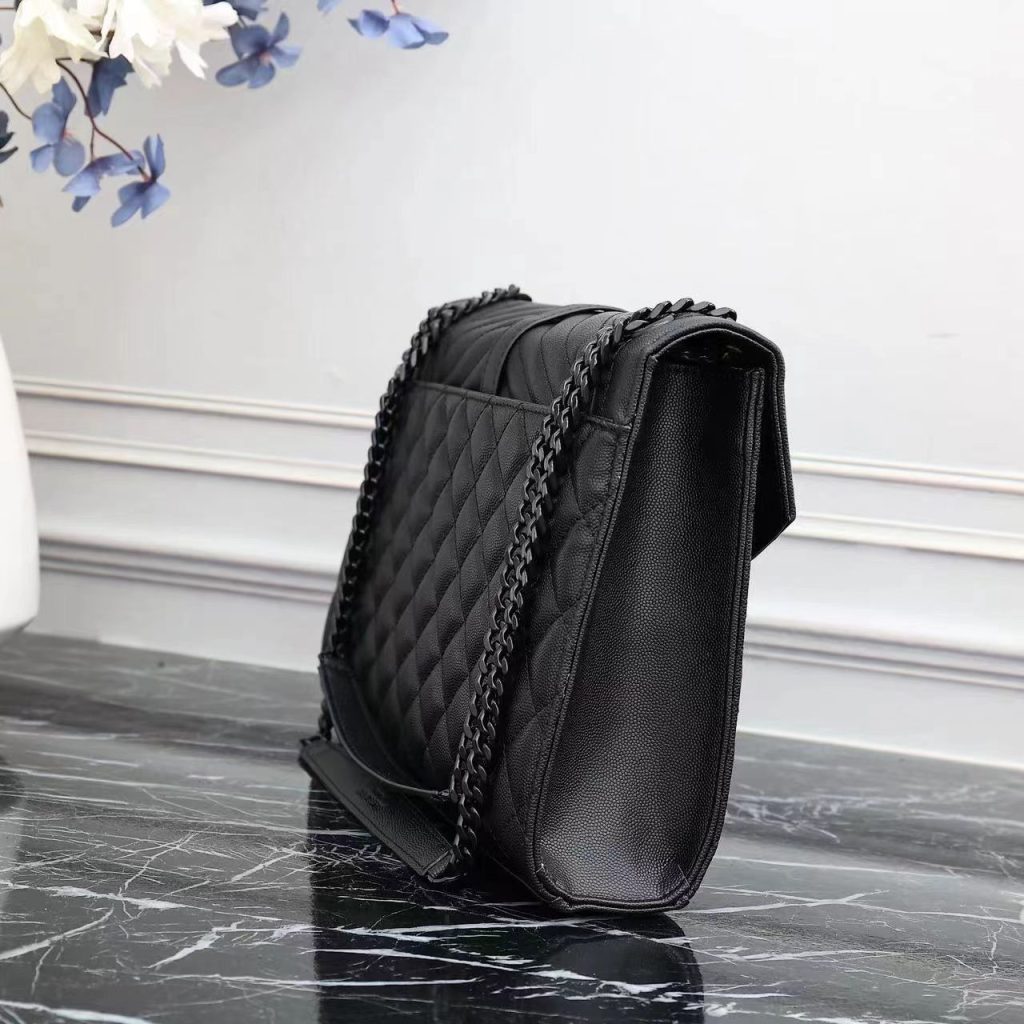 Saint Laurent Envelope Large Bag In Mix Matelassé Grain De Poudre Embossed Leather Black 31Cm 600166Bow981000 - Image 4