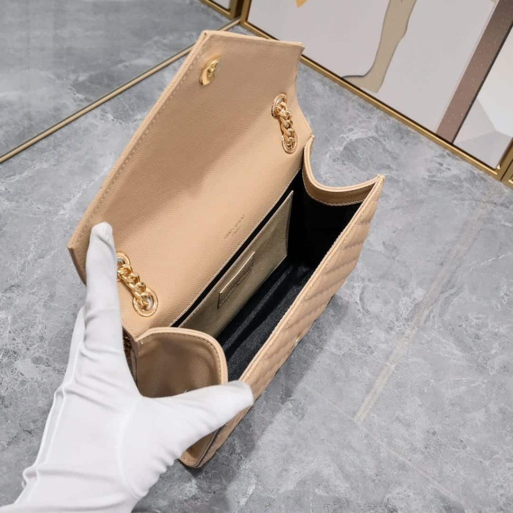 Saint Laurent Envelope Matelassé Grain De Poudre Dark Beige 24Cm - Image 7