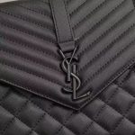 Saint Laurent Envelope Large Bag In Mix Matelassé Grain De Poudre Embossed Leather Black 31Cm 600166Bow981000 - Image 6