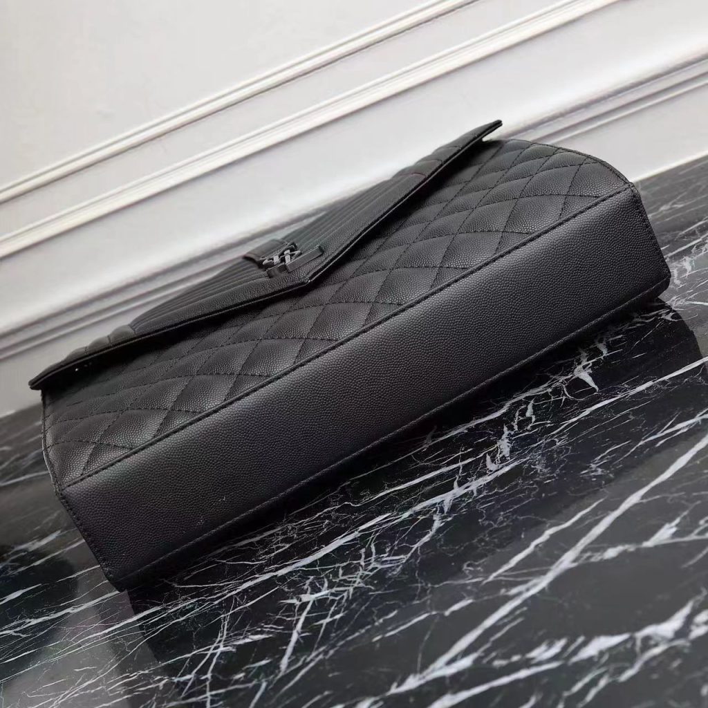 Saint Laurent Envelope Large Bag In Mix Matelassé Grain De Poudre Embossed Leather Black 31Cm 600166Bow981000 - Image 7
