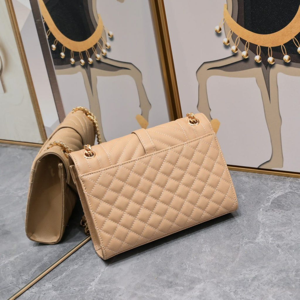 Saint Laurent Envelope Matelassé Grain De Poudre Dark Beige 24Cm - Image 5