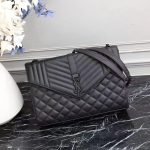 Saint Laurent Envelope Large Bag In Mix Matelassé Grain De Poudre Embossed Leather Black 31Cm 600166Bow981000 - Image 10