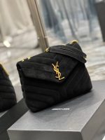Saint Laurent Loulou Small Flap Bag Suede Black 25Cm - Image 3