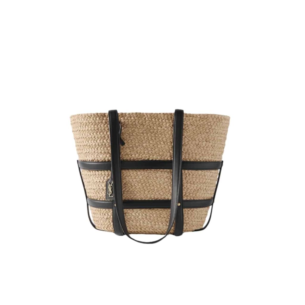 Saint Laurent Medium Panier Harness Raffia Tote Beige 17Cm - Image 2
