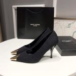 Saint Laurent Vesper Leather Trimmed Bouclé Pumps Black - Image 9