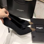 Saint Laurent Vesper Leather Trimmed Bouclé Pumps Black - Image 10