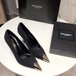 Saint Laurent Vesper Leather Trimmed Bouclé Pumps Black - Image 11