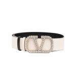 Valentino Garavani Reversible Belt With Signature Vlogo White