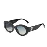 Chanel Oval Sunglasses Acetate And Nylon Black