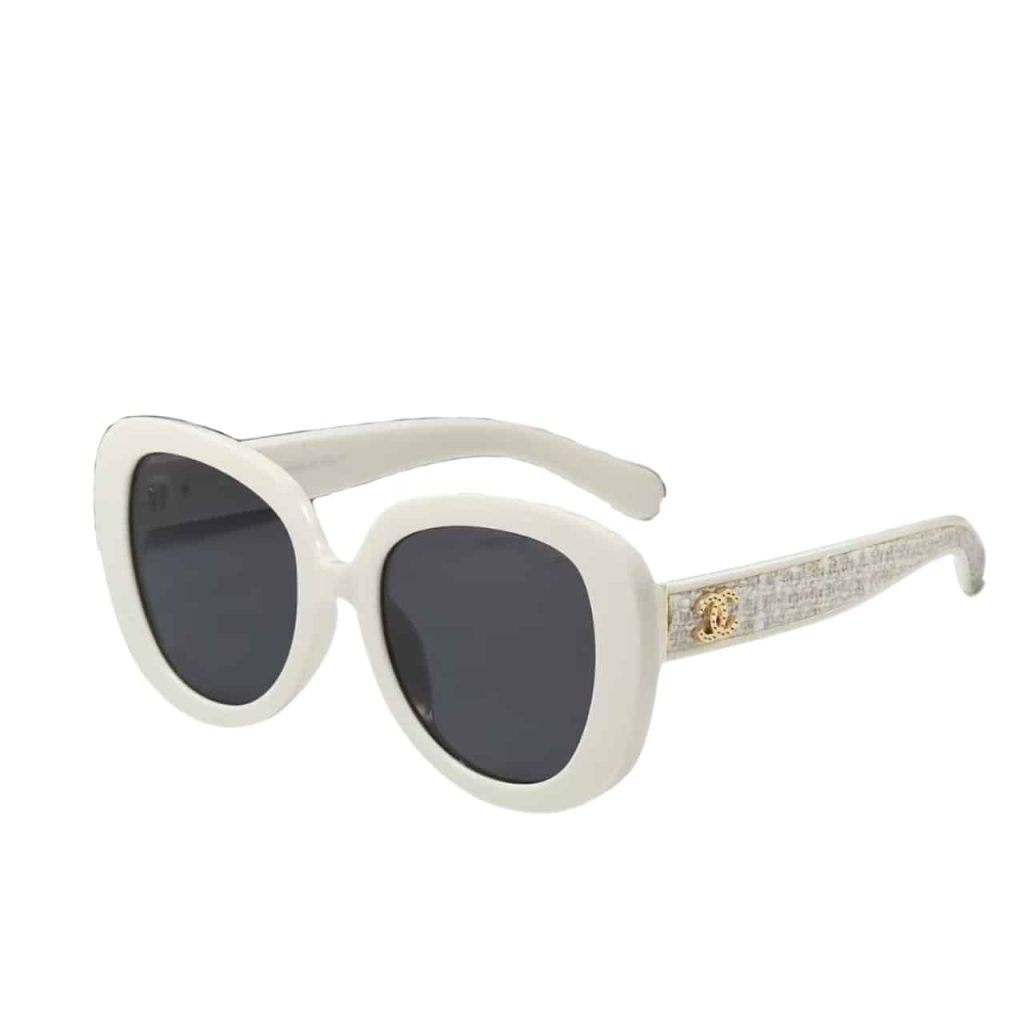 Chanel Square Sunglasses Tweed Accent In White - Image 2