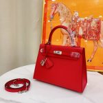 Hermès Kelly Sellier 25 Casaque Epsom Rouge With Silver Hardware In 25Cm - Image 7