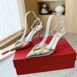 Valentino Vlogo Signature Pointed Toe Slingback Pump In Silver 3W0S0R01YJS S13 - Image 7