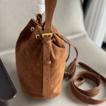 Prada Small Suede Bucket Bag In Brown 20Cm - Image 6