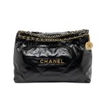 Chanel 22 East West Bag Leather Black 39Cm