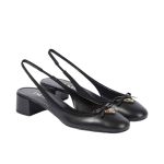 Prada Triangle Logo Bow Slingback Pump In Black