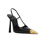 Saint Laurent Jeanne Slingback Pumps Black And Gold 800164aadx21000 - Image 9