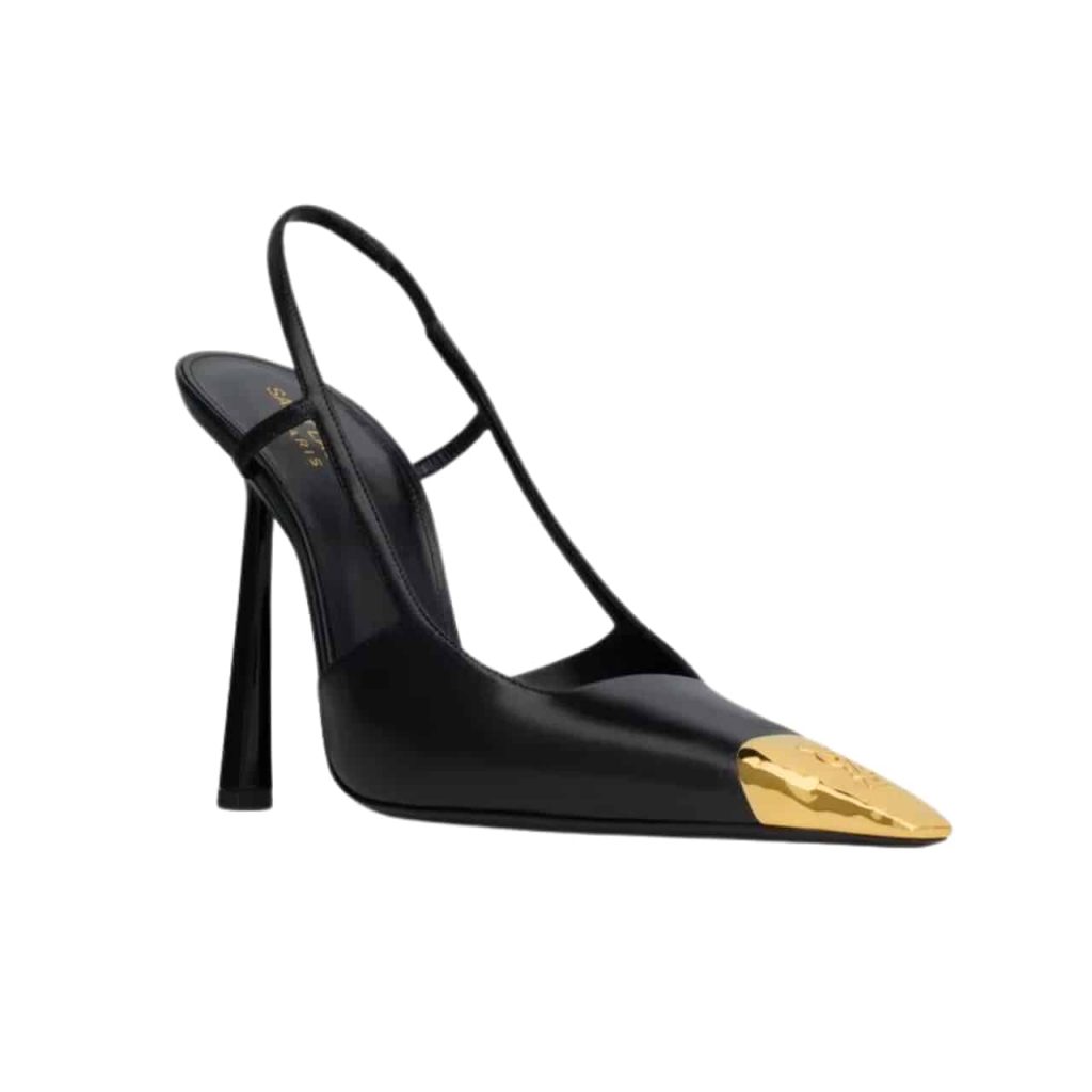 Saint Laurent Jeanne Slingback Pumps Black And Gold 800164aadx21000 - Image 2