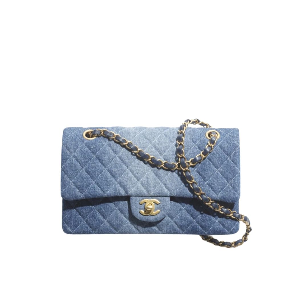 Chanel Classic Handbag Washed Denim And Gold Tone Metal Blue 19Cm A01112 B16747 Nx158 - Image 2