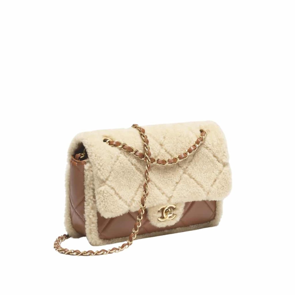 Chanel Flap Bag Shearling Beige And Brown 23Cm As5149 B18194 Nzw48 - Image 2