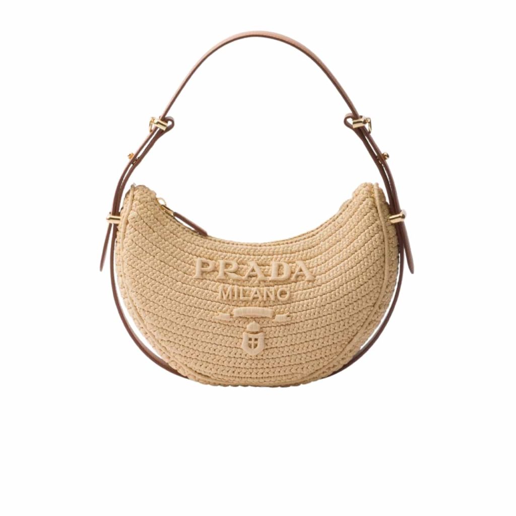 Prada Arqué Crochet Shoulder Bag Natural 22Cm 1Bc194 2M2T F0018 V Ouo - Image 2