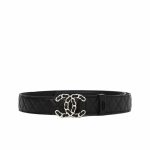 Chanel Cc Belt Silver Chain And Black Leather 28mm - Image 8