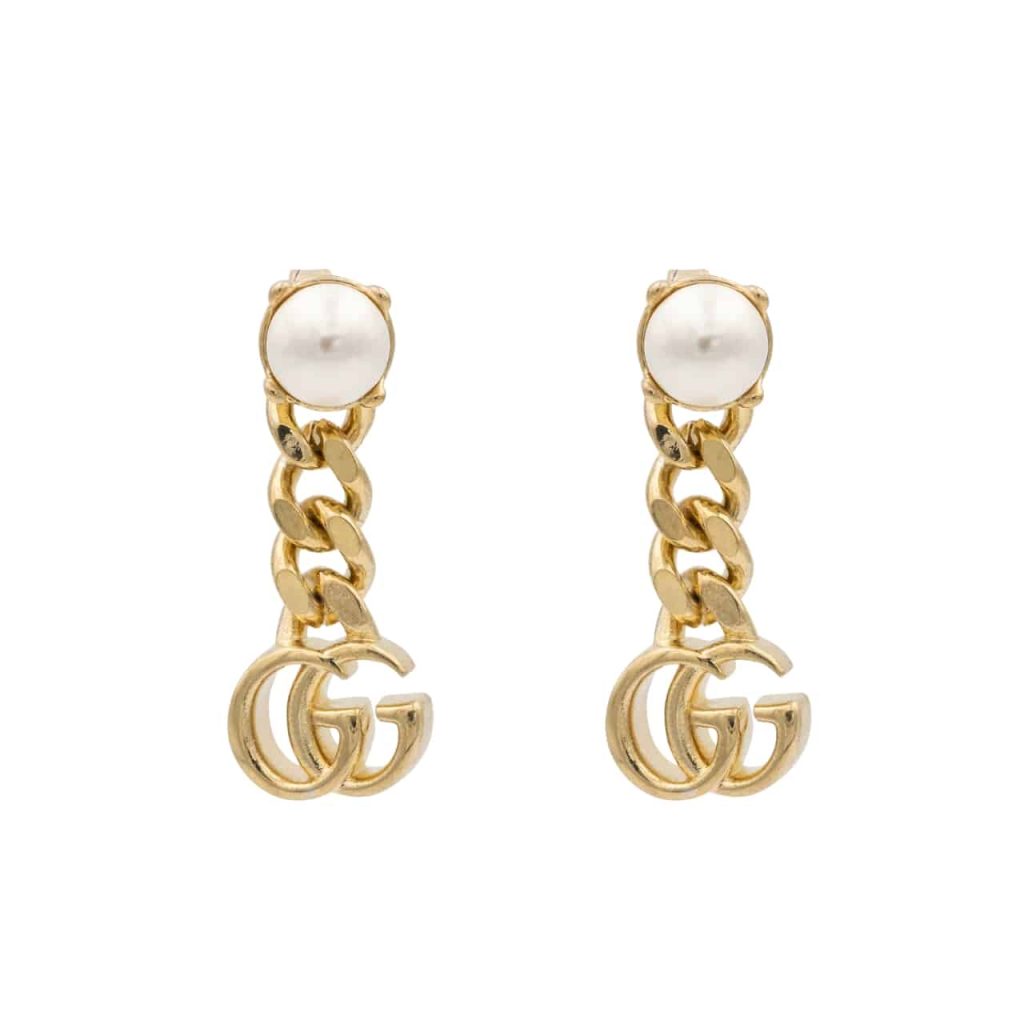 Gucci Pearl Double G Earrings Gold 645665 I4620 8078 - Image 2