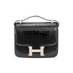Hermès Mini Constance 19 Shiny Alligator Palladium Hardware Black 19Cm