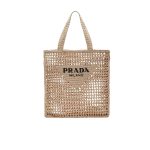 Prada Natural Logo Crochet Tote Bag