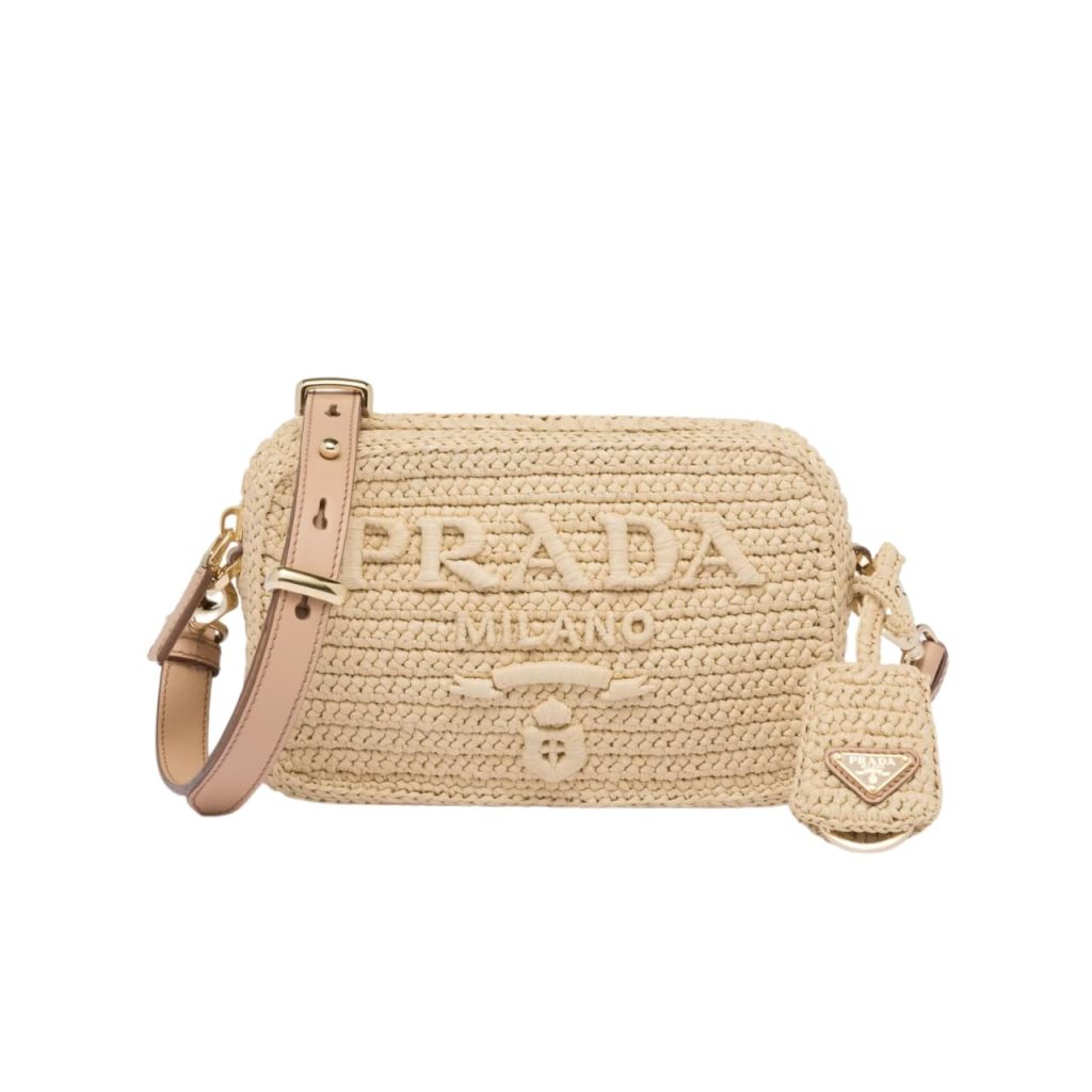 Prada Raffia Crochet Shoulder Bag Natural 20Cm 1Bh196 2A2T F0018 V Ouo - Image 2