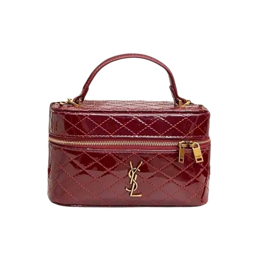 Saint Laurent Gany Vanity Bag In Patent Leather Wine Red 19Cm - Image 2