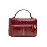 Saint Laurent Gany Vanity Bag In Patent Leather Wine Red 19Cm