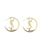 Saint Laurent Ysl Hoop Earrings With Crystal Gold