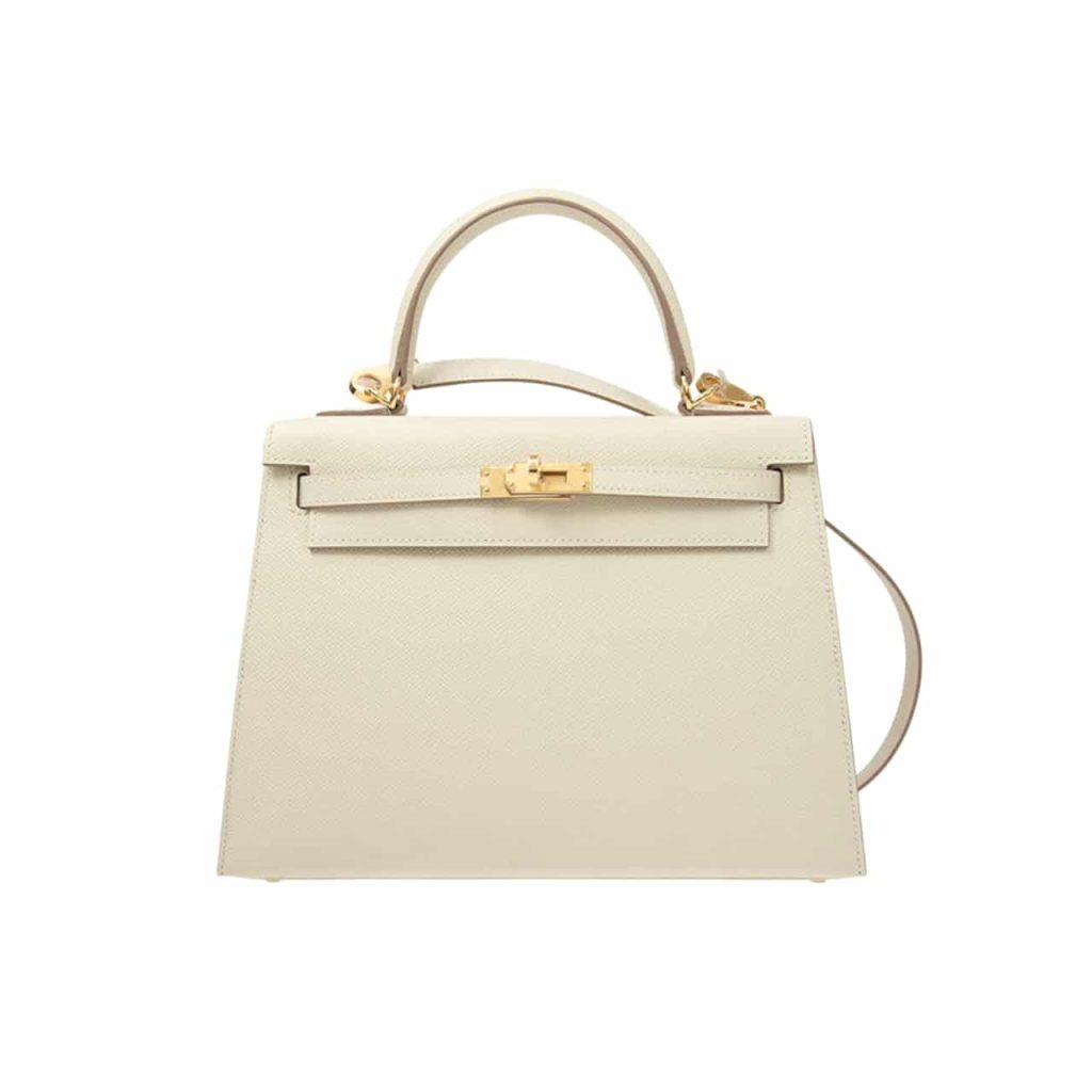 Hermes Kelly White Sellier Rouge Epsom Gold Hardware 25Cm - Image 2