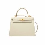 Hermes Kelly White Sellier Rouge Epsom Gold Hardware 25Cm